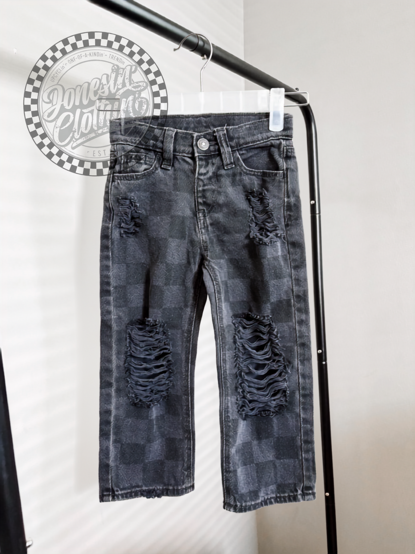 Black Checkered Jeans (Unisex)