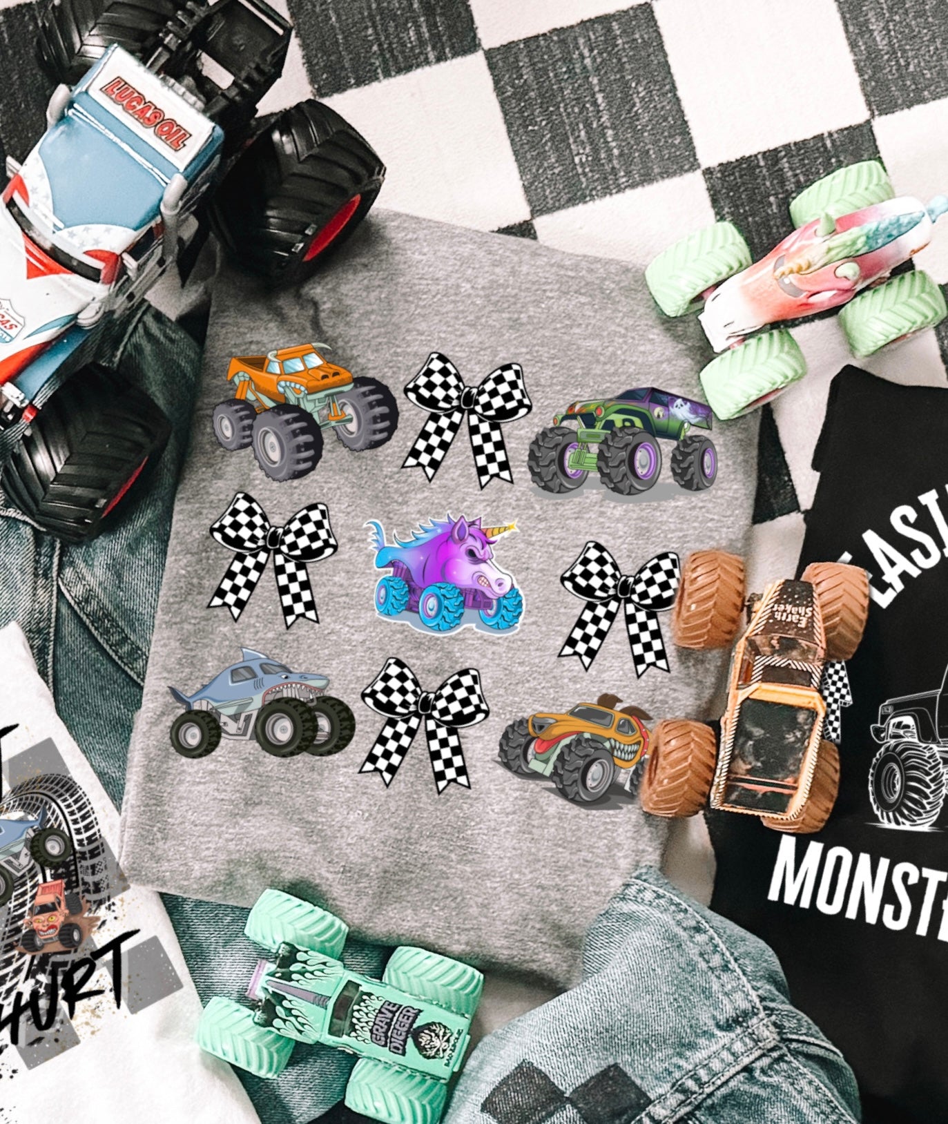 Monster Truck Bows (Kids & Adult Tee)