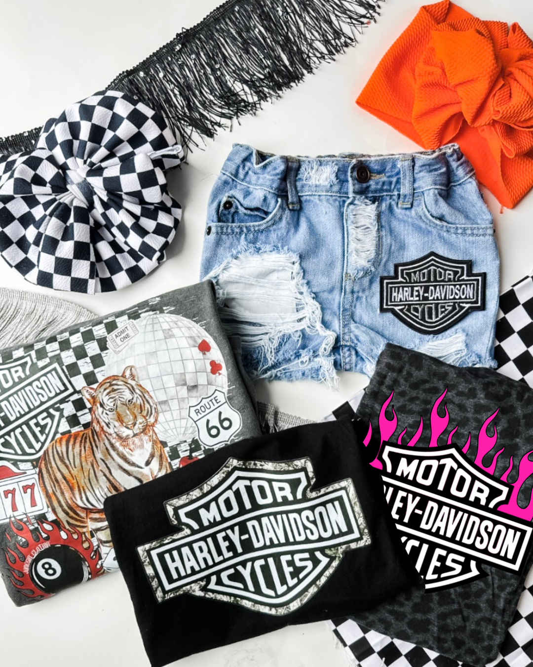 Biker Patch Denim Shorts (Boys & Girls)