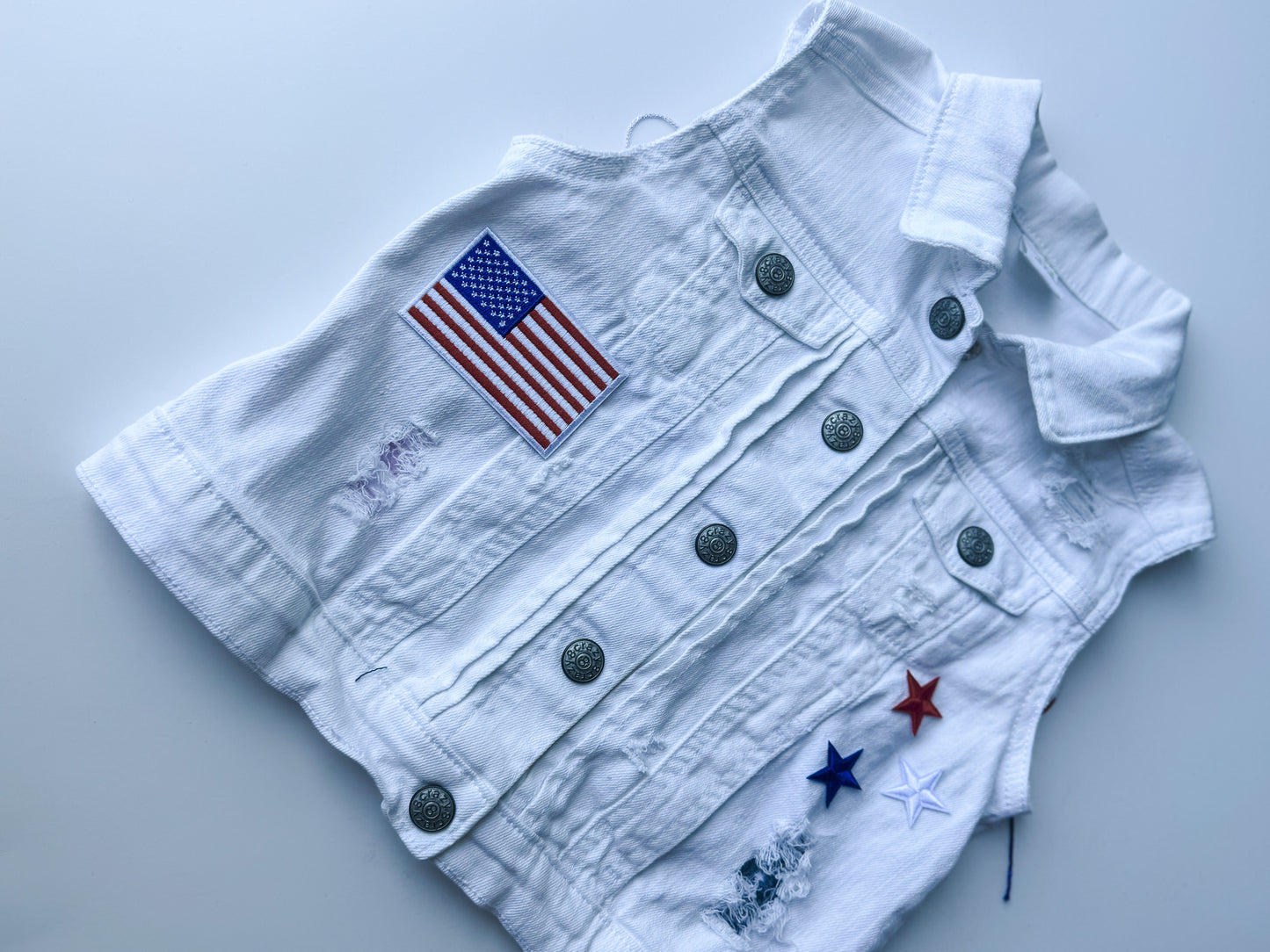 5/6T Girls Boujee USA White Vest