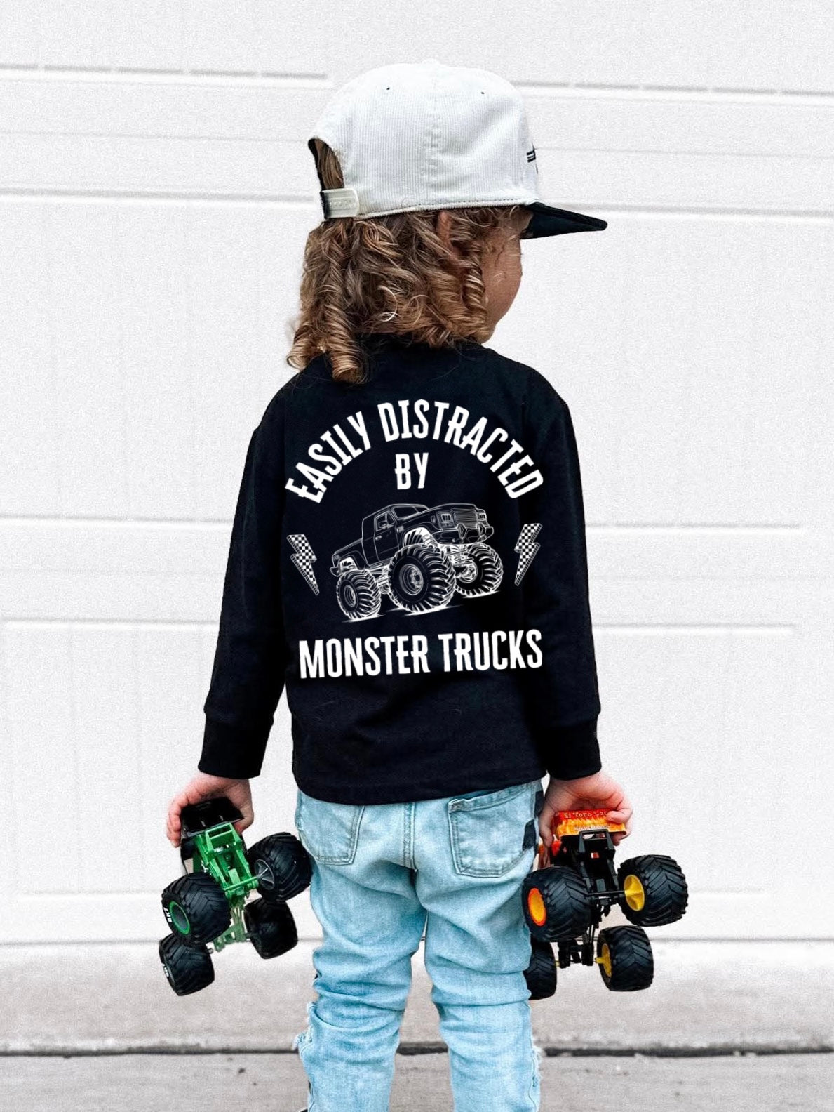 Easily Distracted By Monster Trucks (Kids Tee)