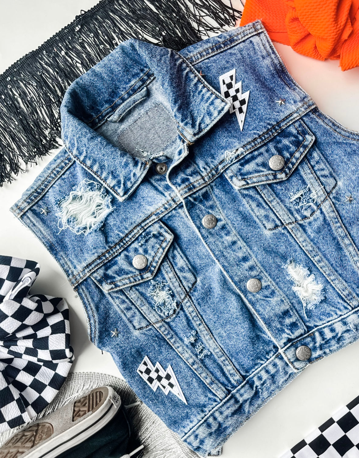 Customized Biker Style Denim Jacket (Boys & Girls Styles)