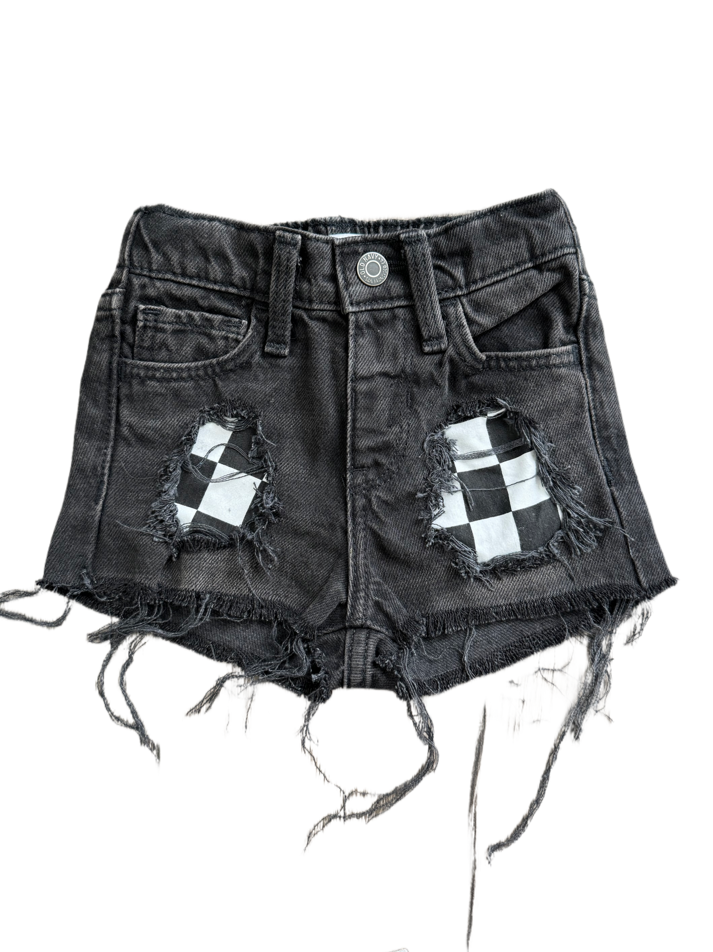 BLACK Checkered Patch Shorts (Boys & Girls)