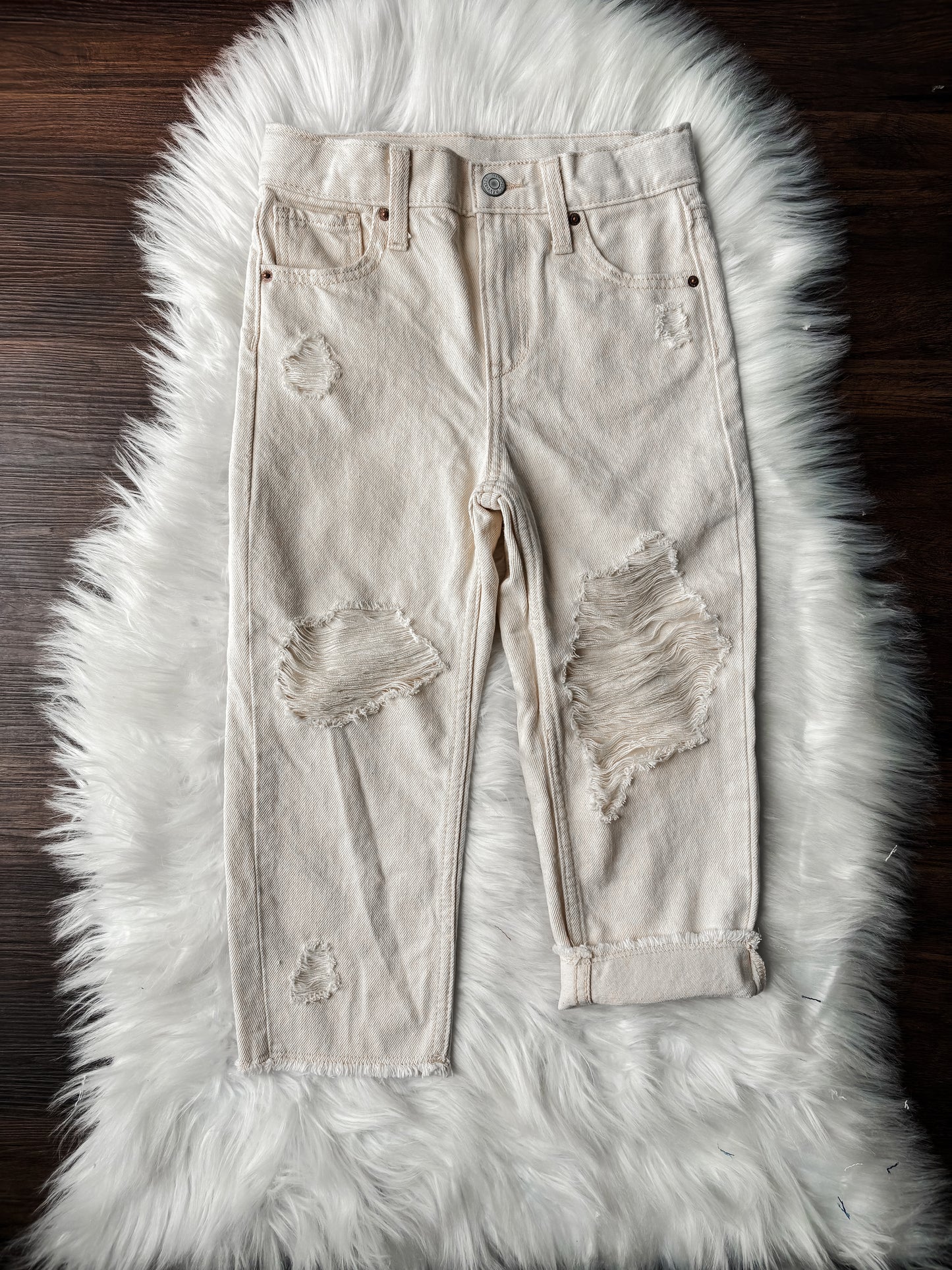Size 5 Unisex Boyfriend “Oatmeal” Jeans
