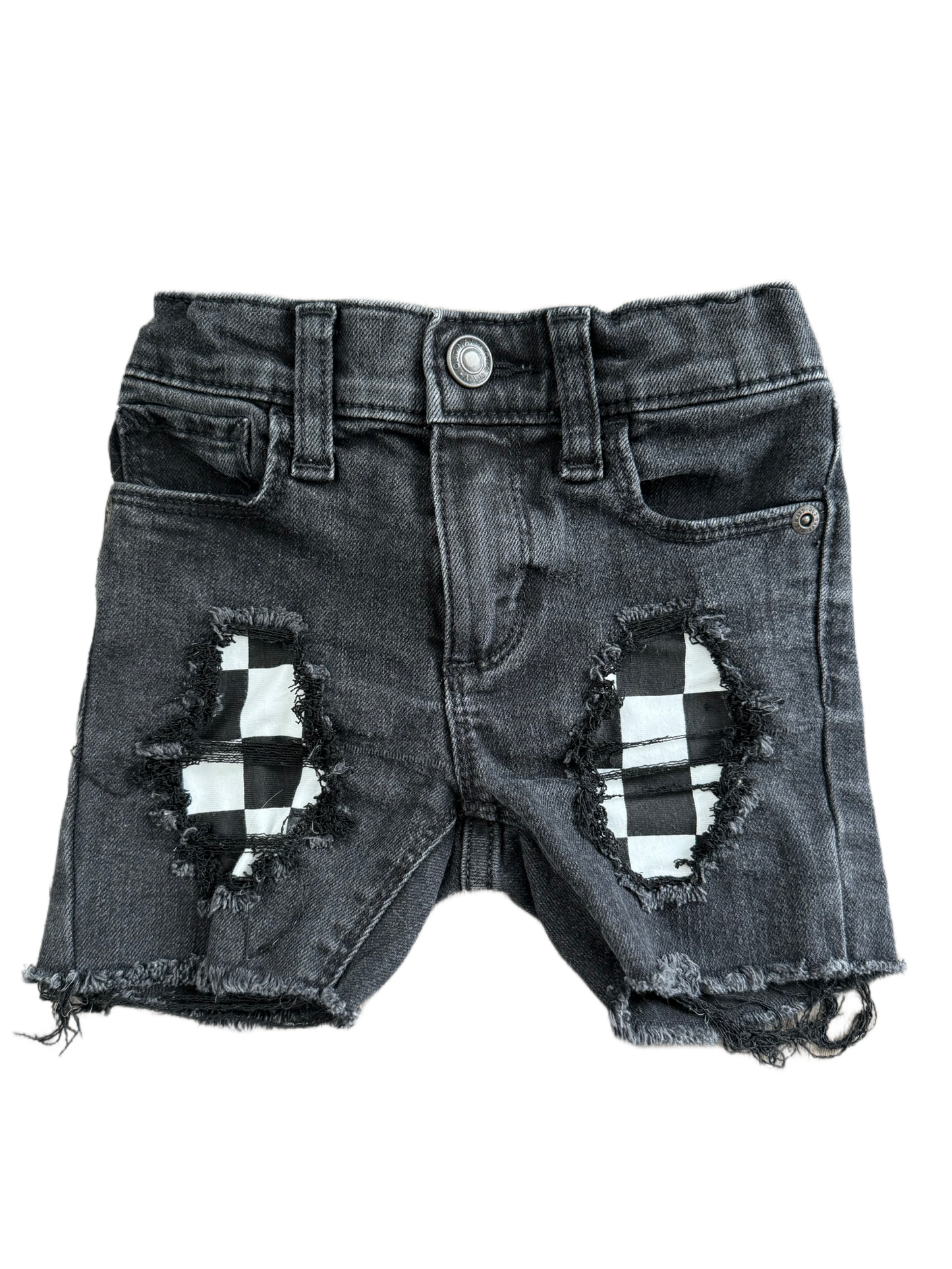 BLACK Checkered Patch Shorts (Boys & Girls)