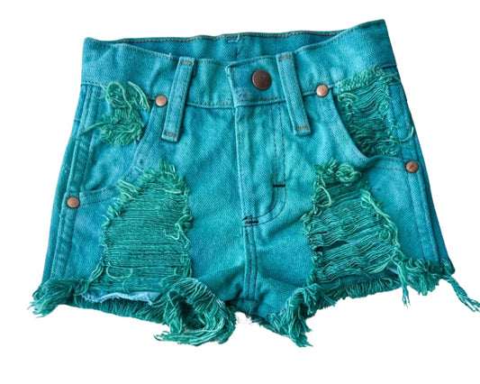 Teal Cowboy Cut Wrangler Shorts (Boys & Girls)