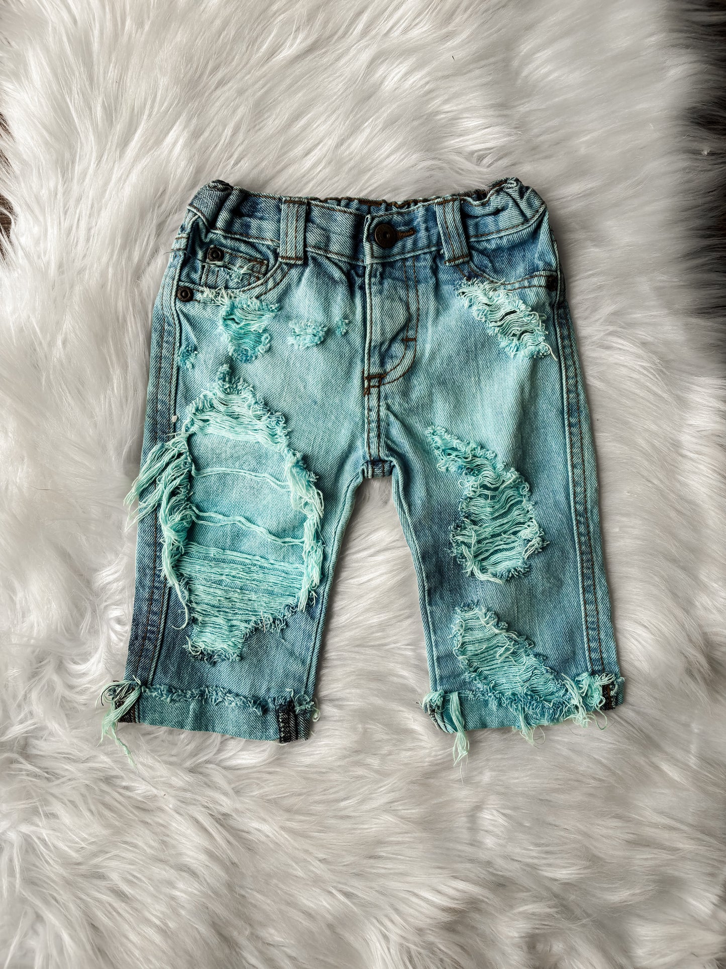 6-9 Month Unisex Teal Blue Wrangler Jeans