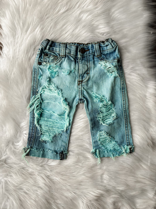 6-9 Month Unisex Teal Blue Wrangler Jeans