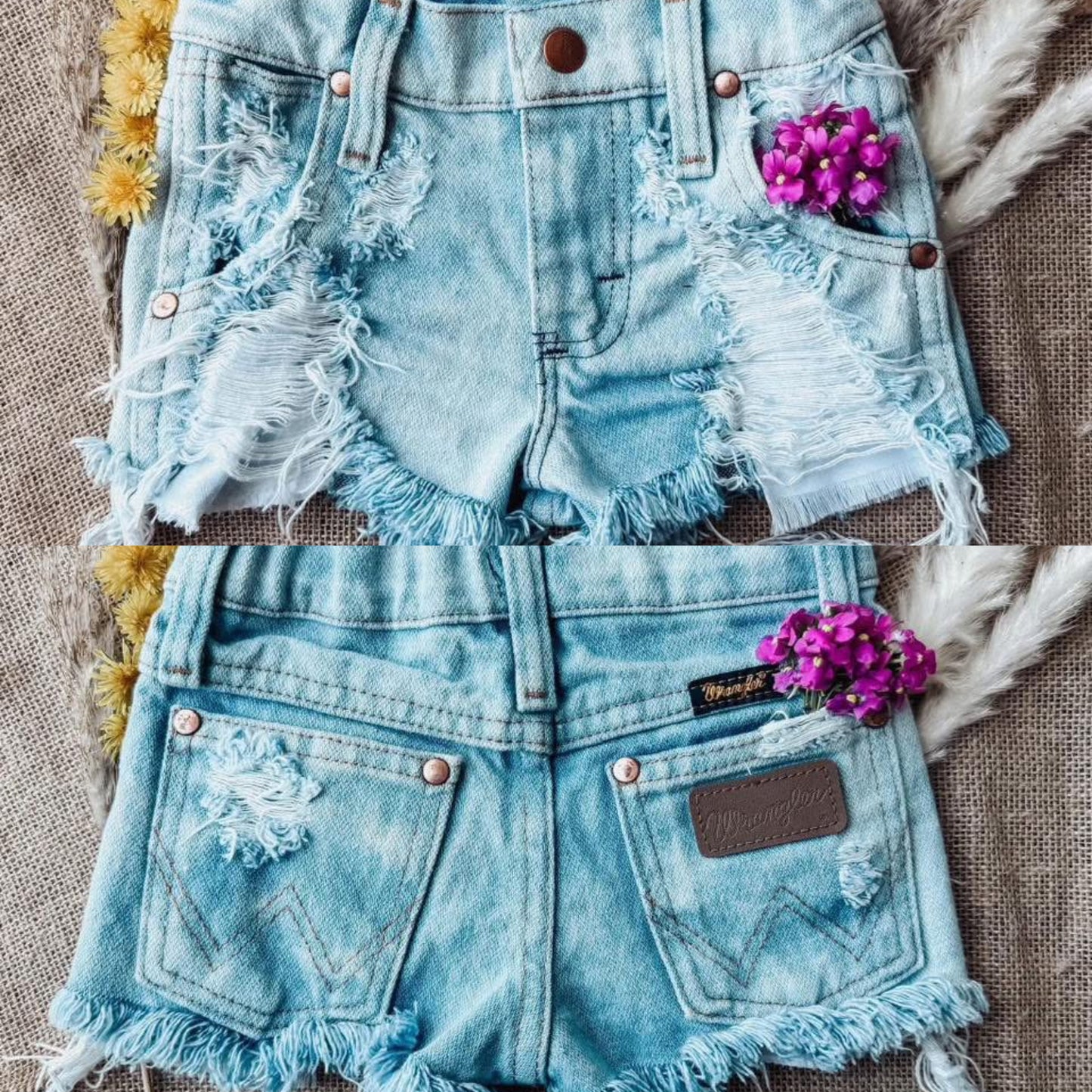 Cowboy Cut Bleach Wash Wrangler Shorts (Boys & Girls)