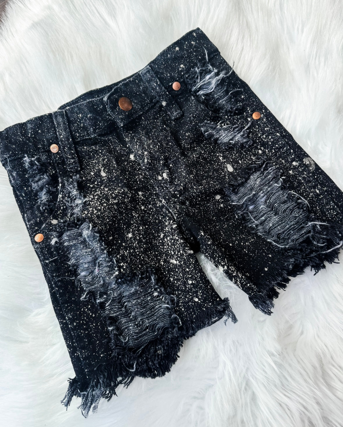 Black Acid Wash Cowboy Cut Wrangler Shorts (Boys & Girls)