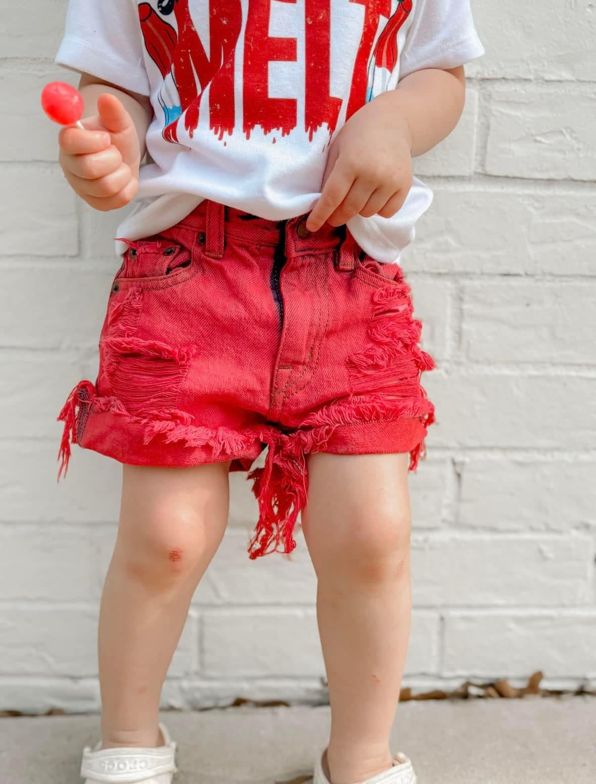 Ripley’s Red Dyed Denim Shorts (Boys & Girls)