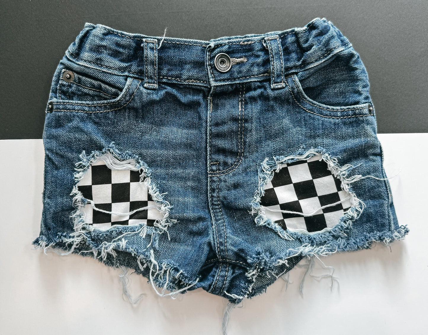 Blue Jeans Checkered Patch Shorts (Boys & Girls)