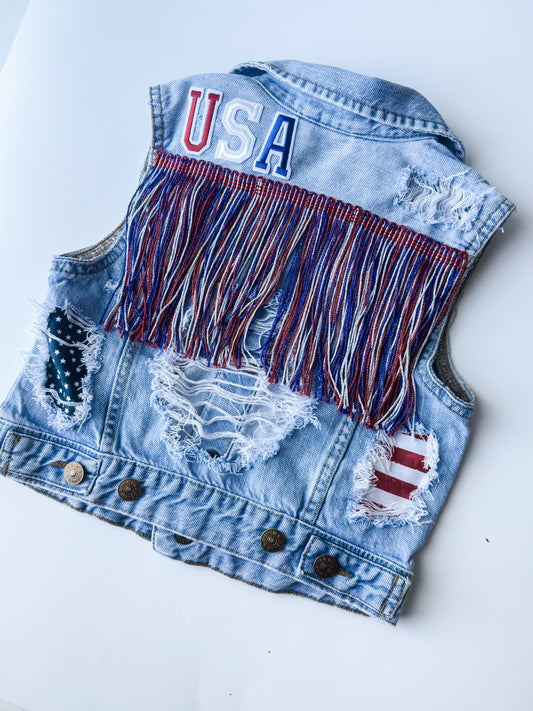4/5T Boujee USA Denim Vest