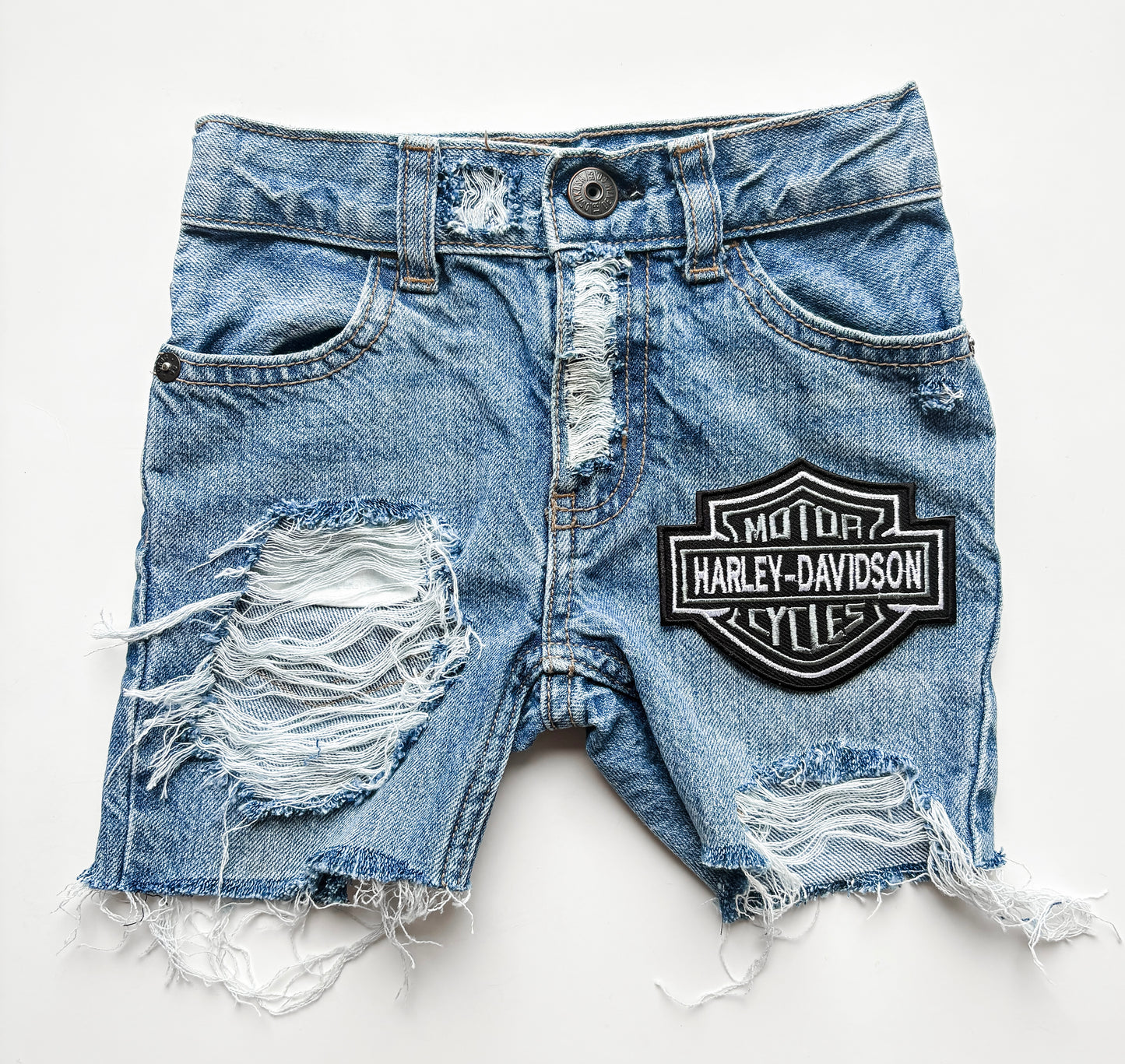Biker Patch Denim Shorts (Boys & Girls)