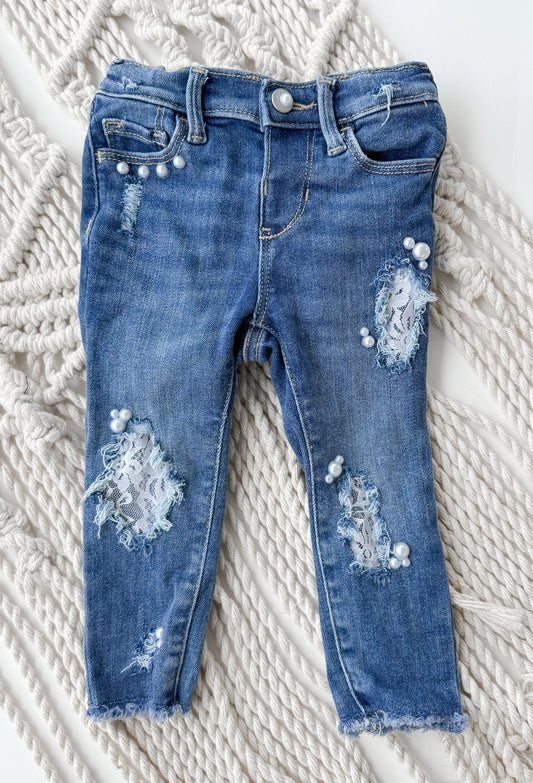 18-24 Month Lace and Pearl Skinny Jeans (Girls)