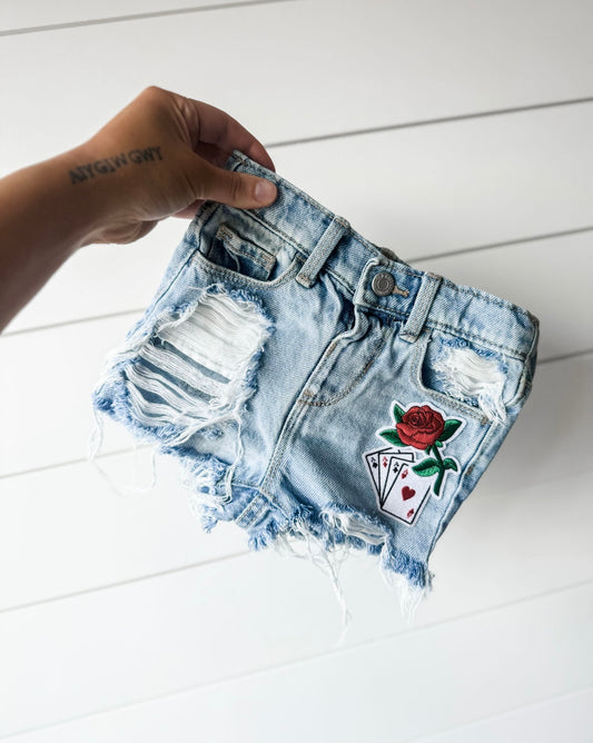 2T Girls Rose Patched Shorties
