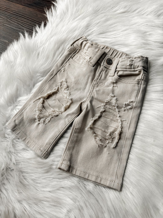 0-3 Months Girls Wide Leg “Oatmeal” Jeans