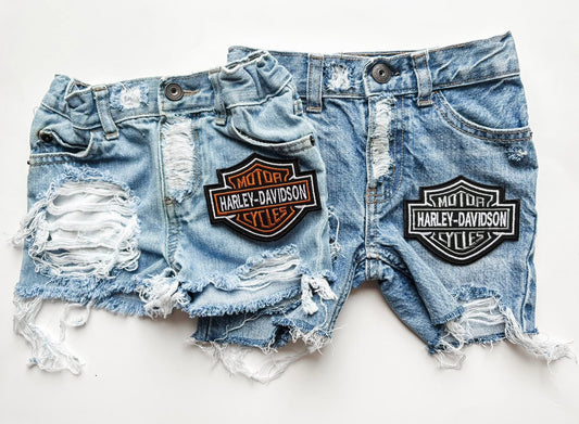 Biker Patch Denim Shorts (Boys & Girls)