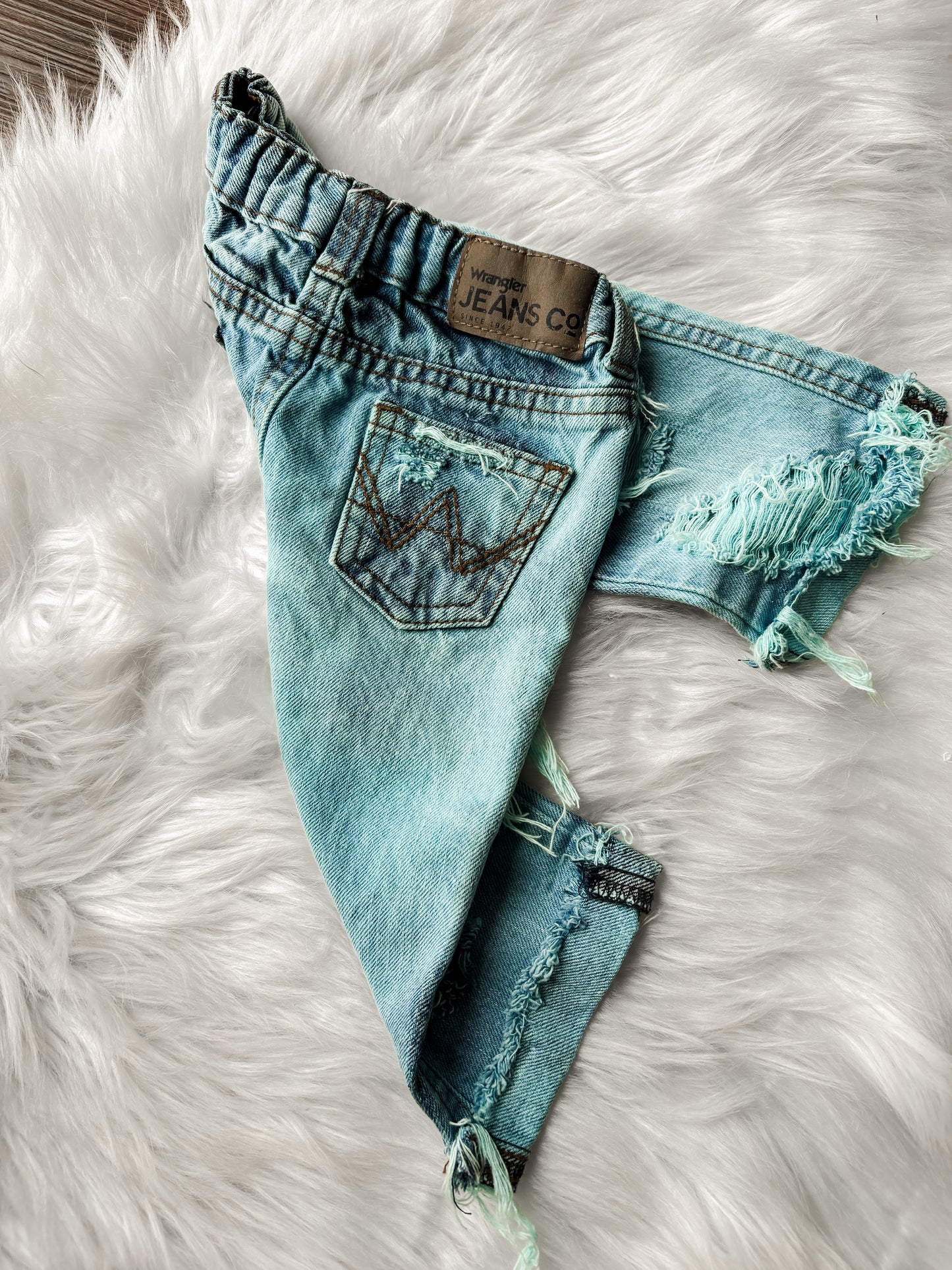 6-9 Month Unisex Teal Blue Wrangler Jeans