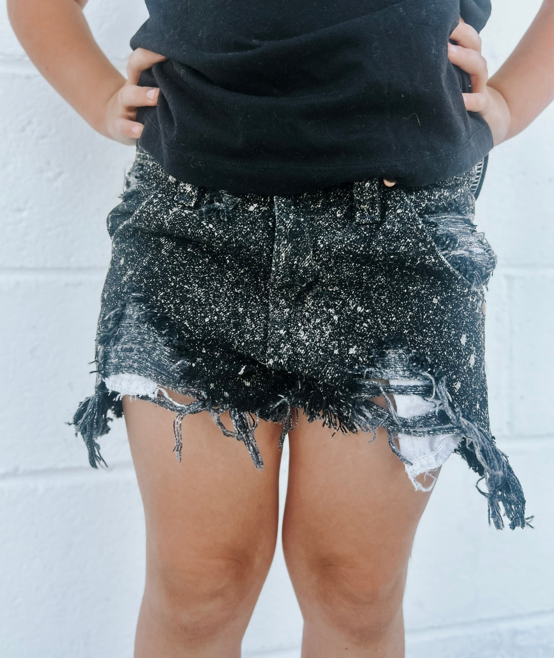 Black Acid Wash Cowboy Cut Wrangler Shorts (Boys & Girls)