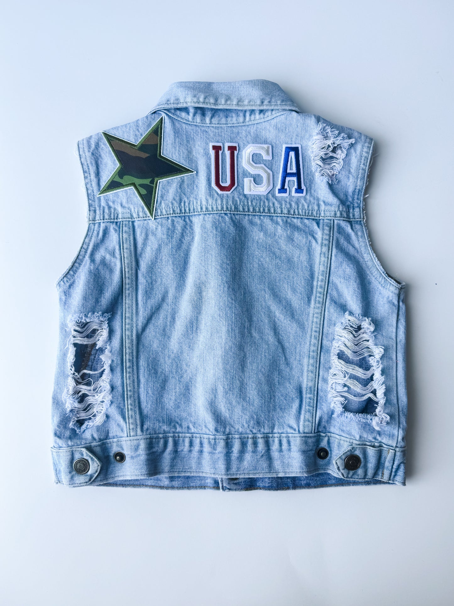 3/4T Camo Star USA Denim Vest (Unisex)