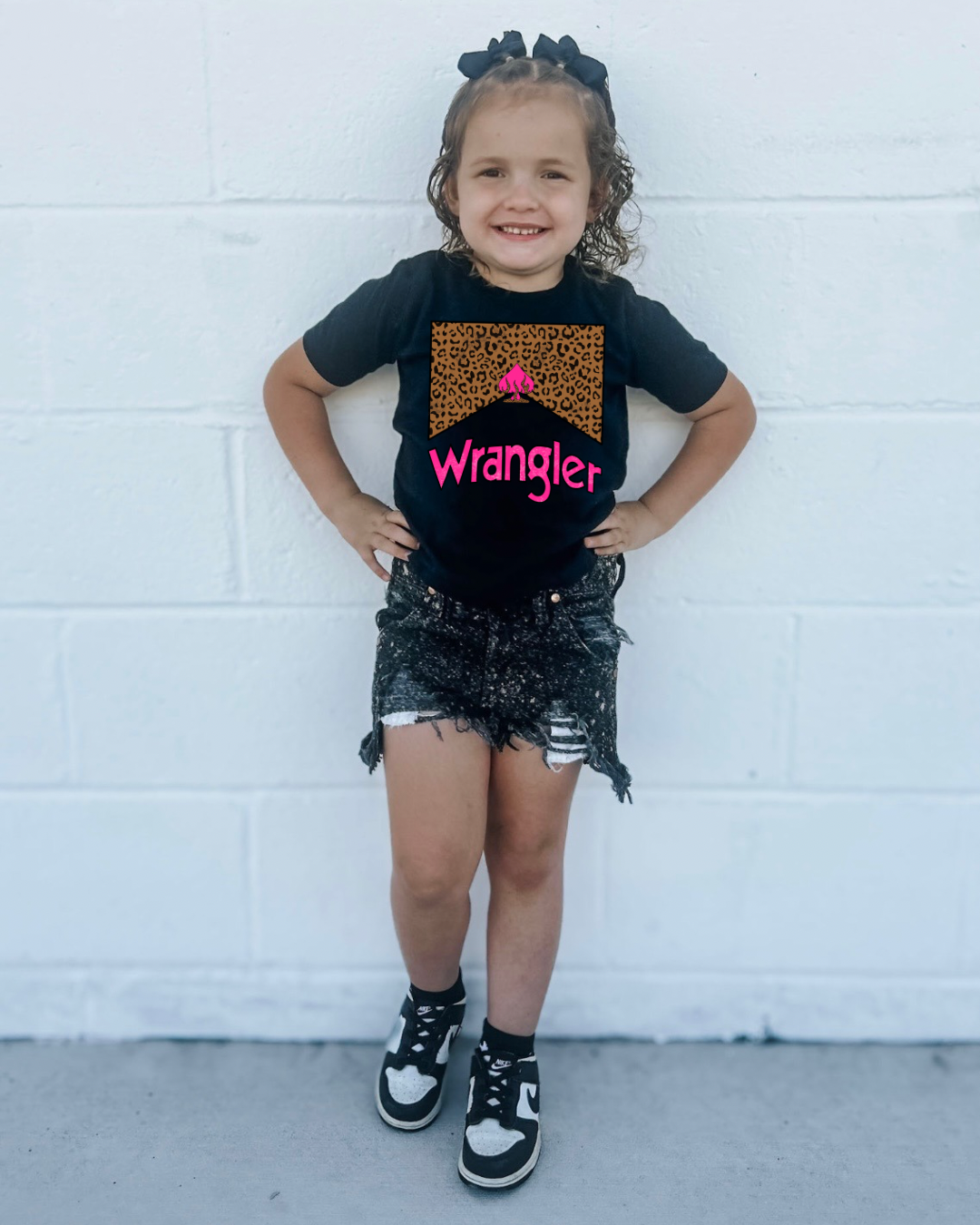 Black Acid Wash Cowboy Cut Wrangler Shorts (Boys & Girls)
