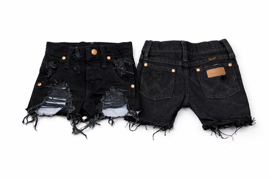 Cowboy Cut Black Wrangler Shorts (Boys & Girls)