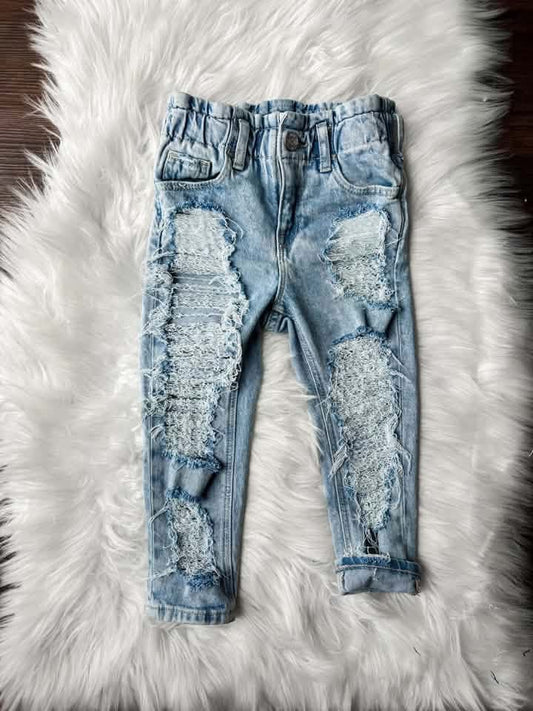 4T Girls Gap Acid Wash PaperBag Jeans