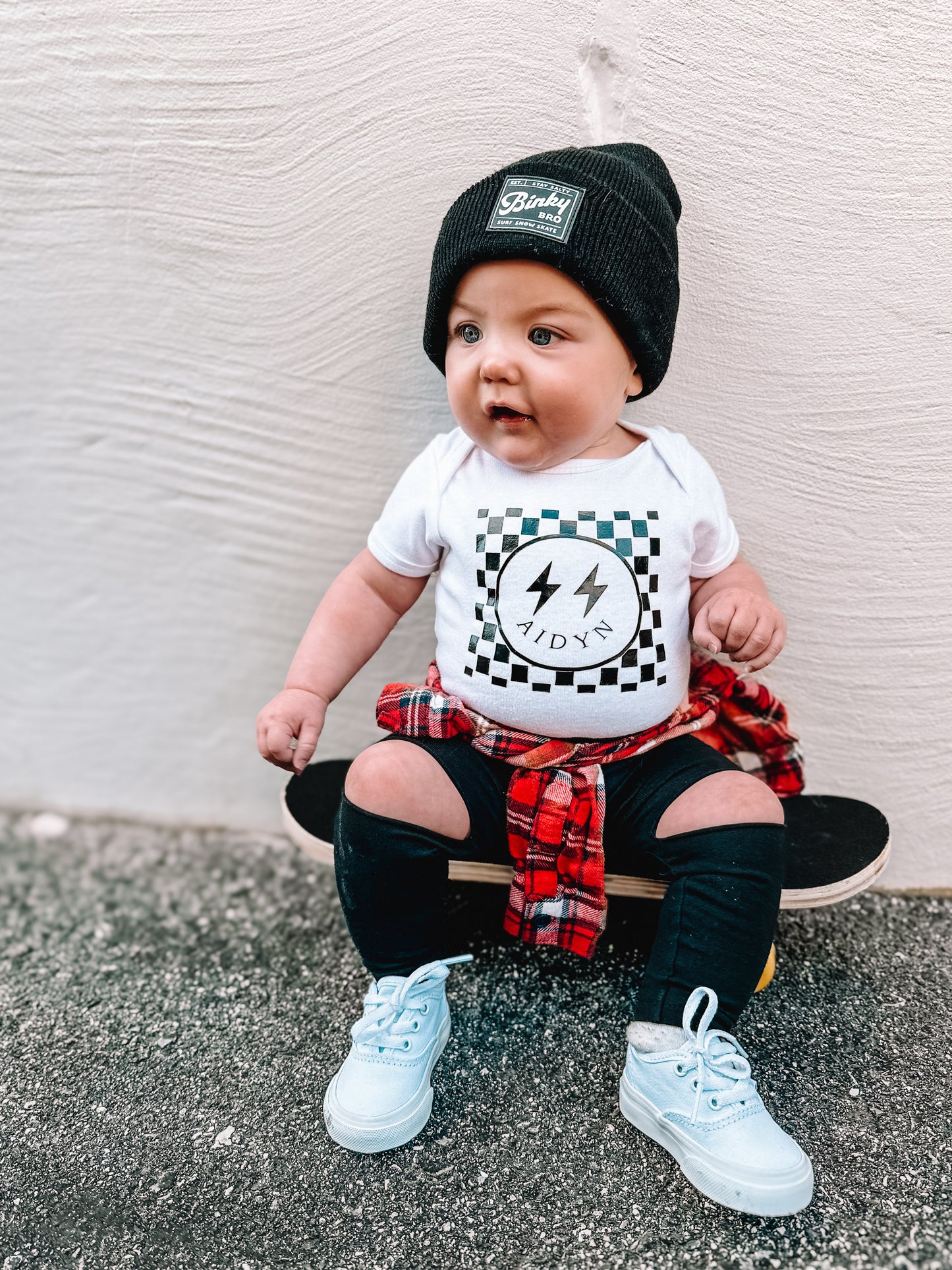 Checkerboard Smiley Name (Kids Tee)