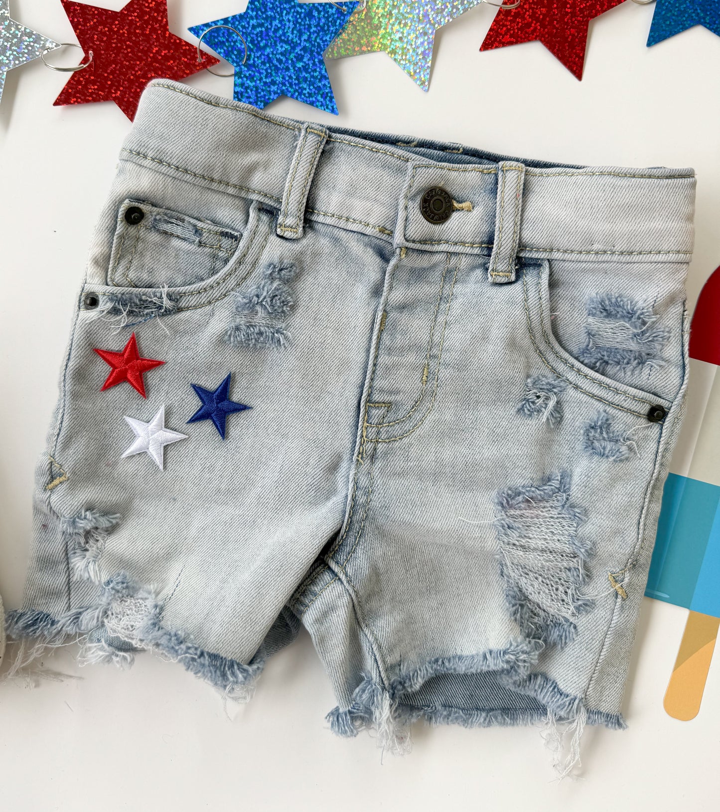 Light Wash Star Shorts (Boys)