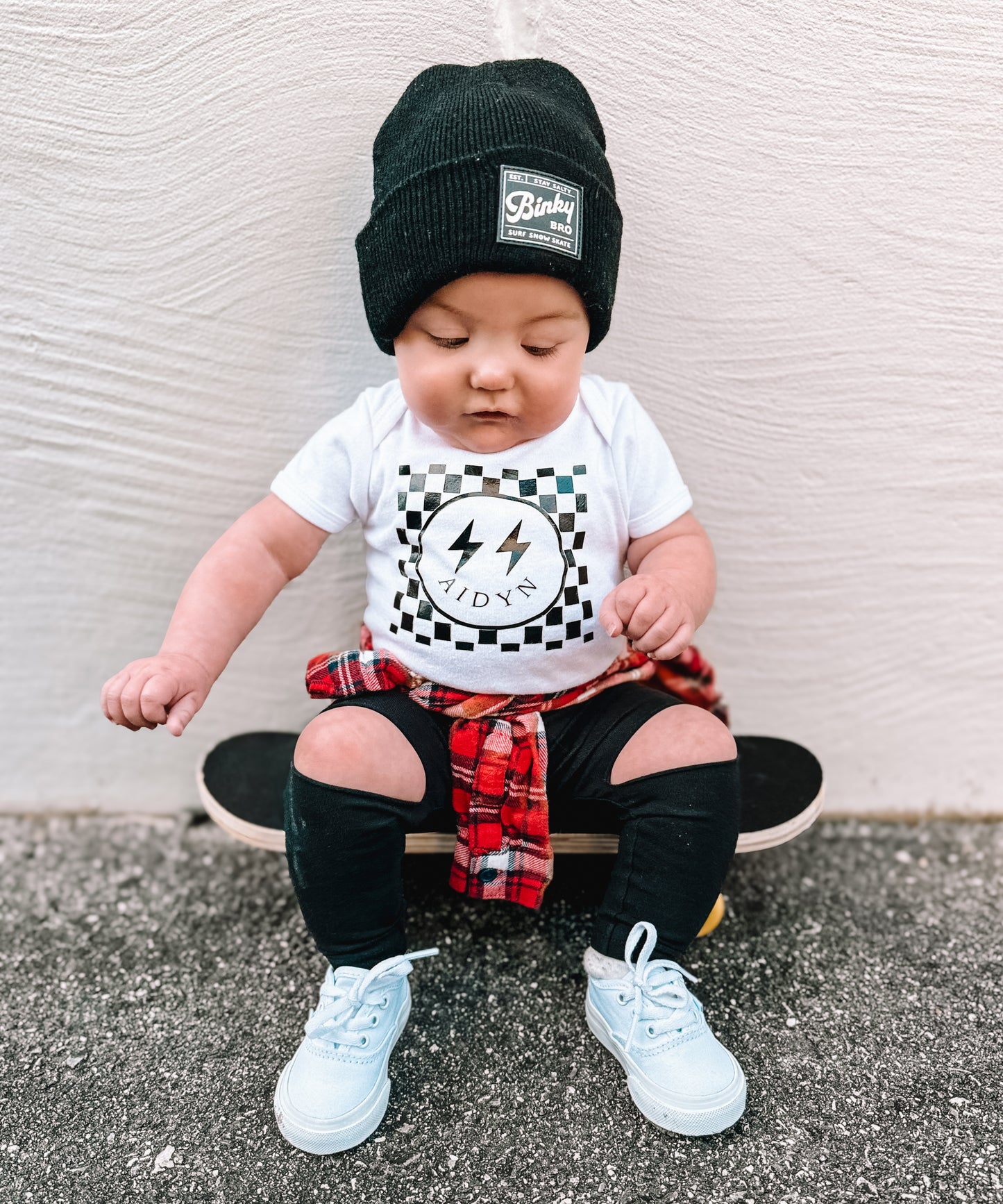 Checkerboard Smiley Name (Kids Tee)