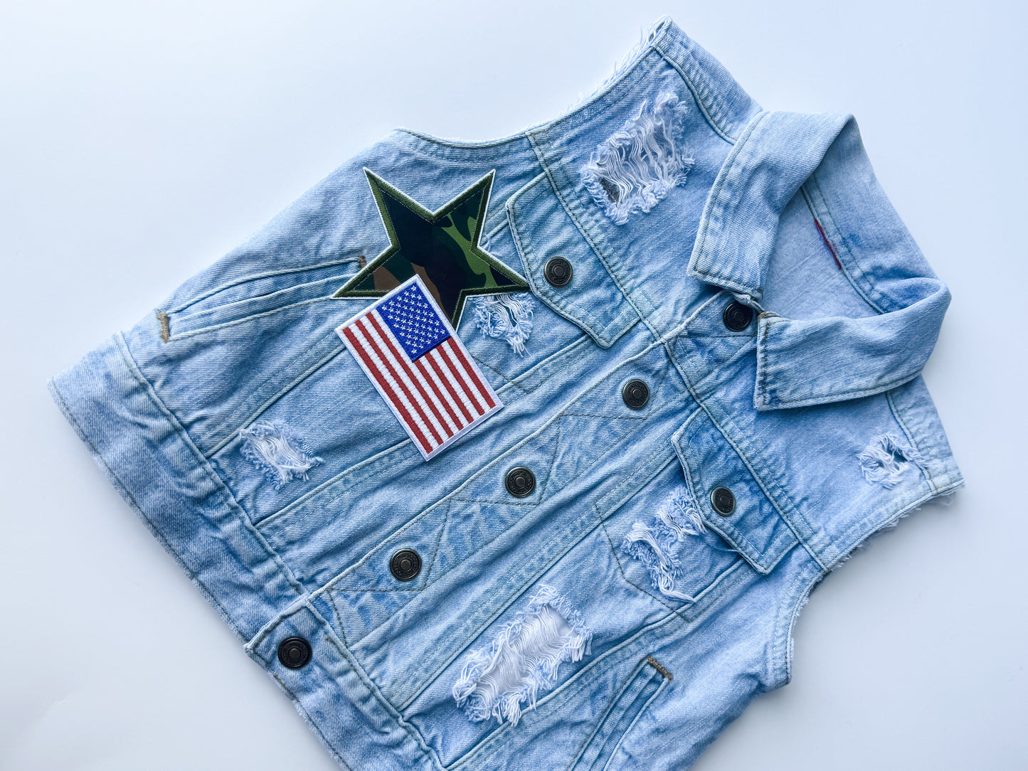 3/4T Camo Star USA Denim Vest (Unisex)