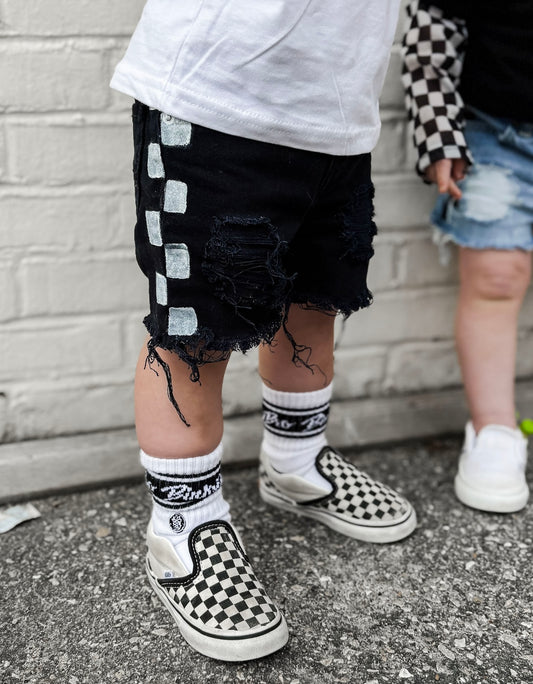 BLACK Check Me Out Shorts (Boys & Girls)