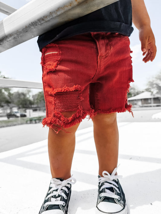 Ripley’s Red Dyed Denim Shorts (Boys & Girls)