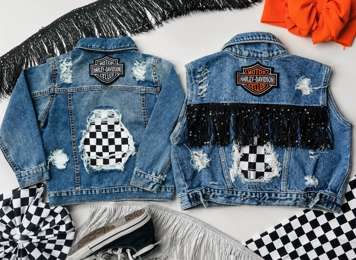 Customized Biker Style Denim Jacket (Boys & Girls Styles)
