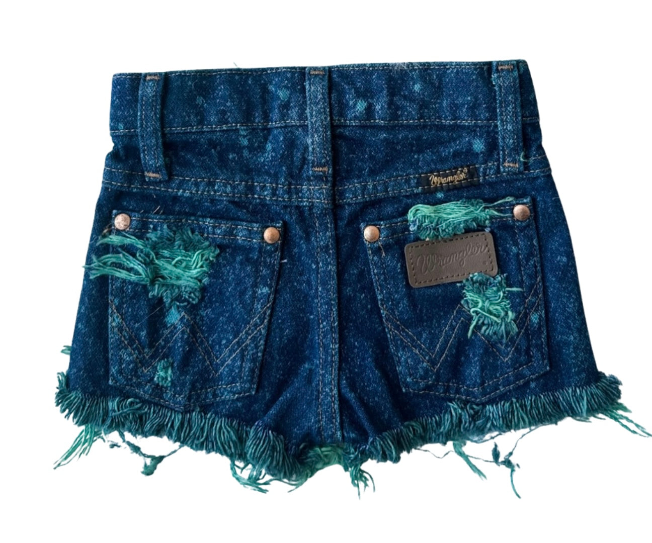 Teal Acid Wash Cowboy Cut Wrangler Shorts (Boys & Girls)
