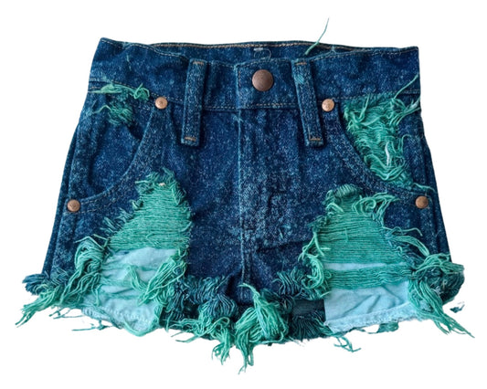 Teal Acid Wash Cowboy Cut Wrangler Shorts (Boys & Girls)