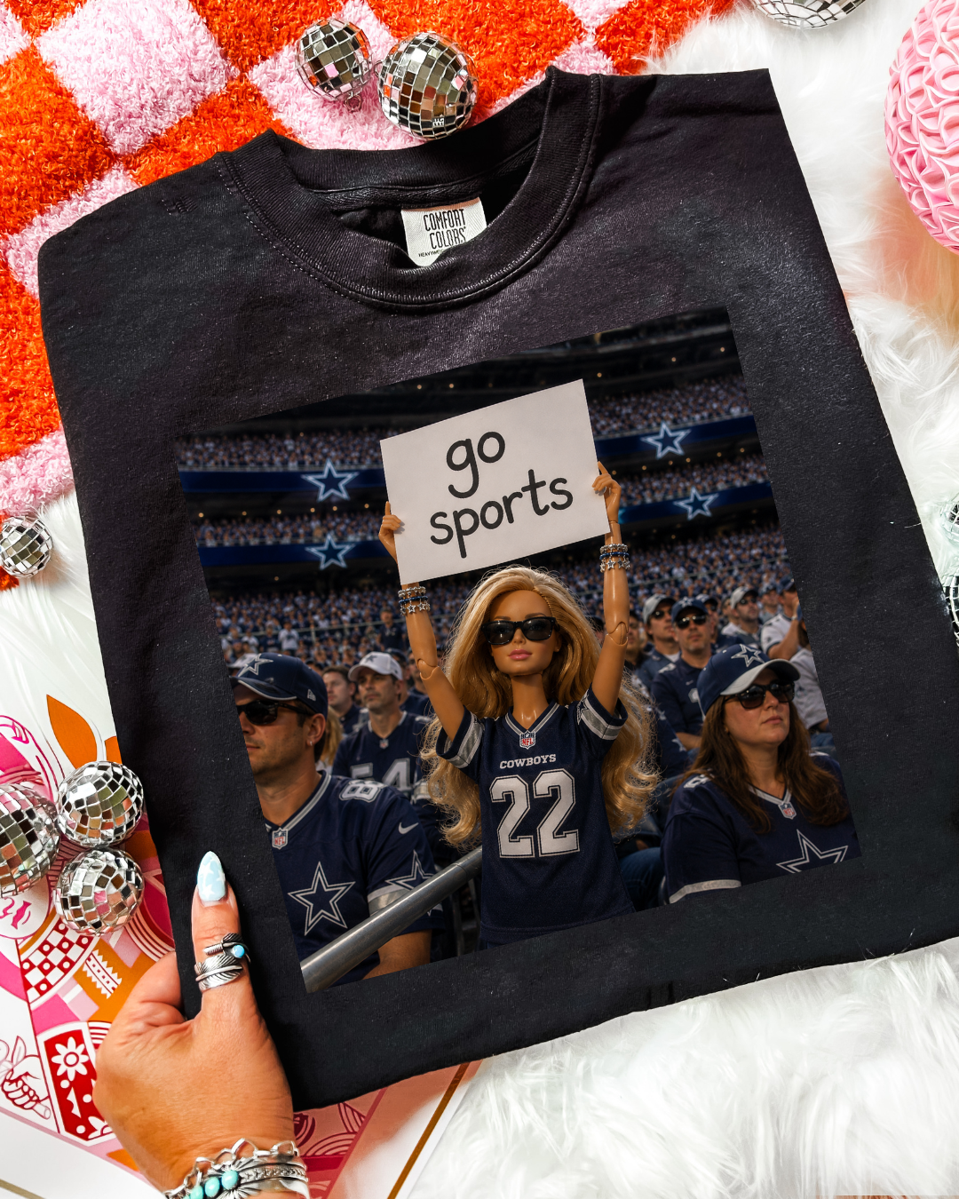 Custom “Go Sports” Football Doll Tee (Adult)