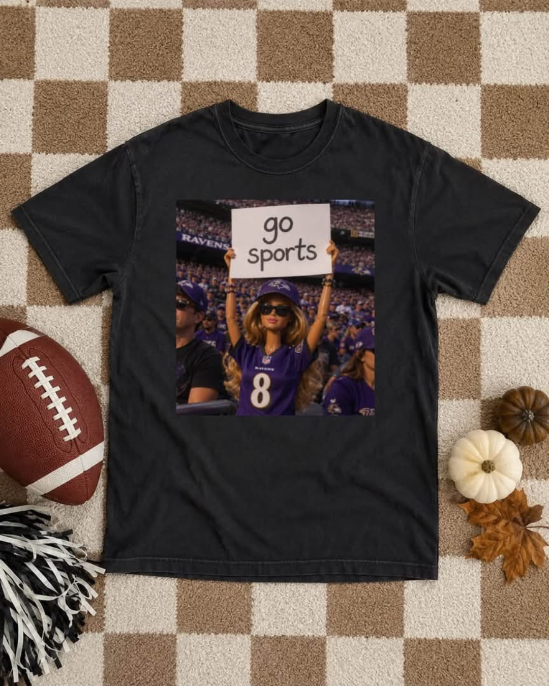 Custom “Go Sports” Football Doll Tee (Adult)