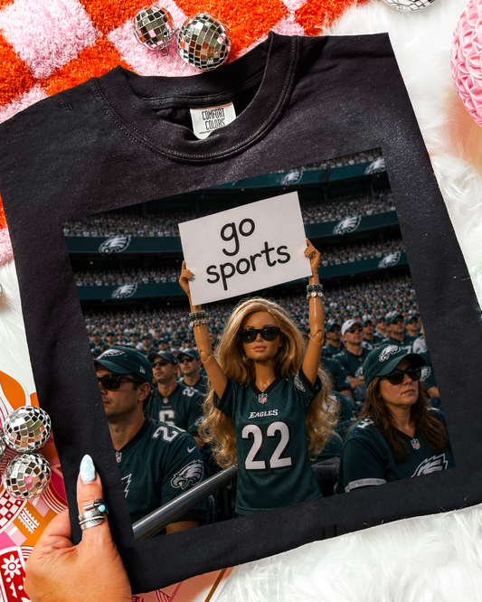Custom “Go Sports” Football Doll Tee (Adult)