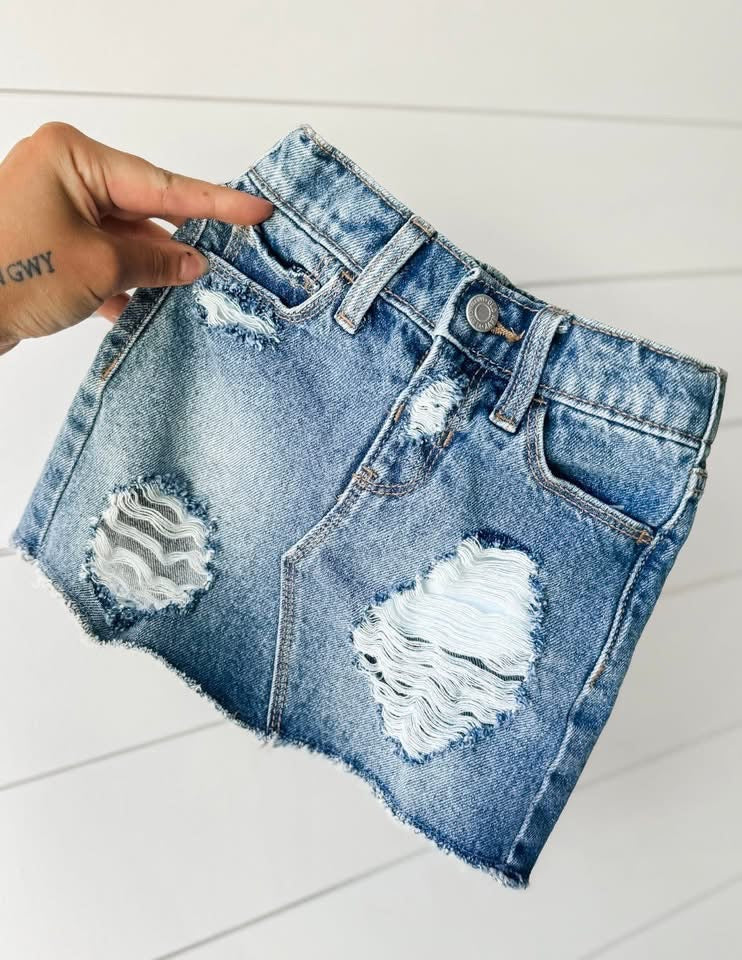 2T Girls Distressed Skirt