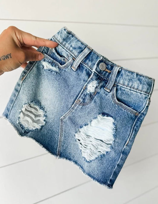 2T Girls Distressed Skirt
