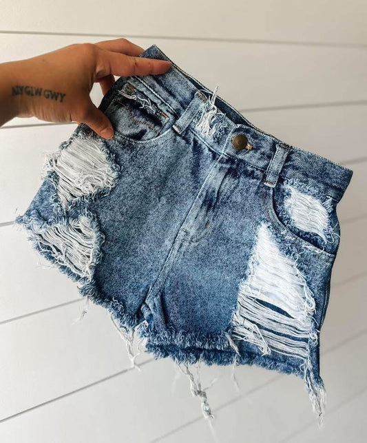 Size 6 Girls Vintage High-Rise Bleach Splatter Shorts