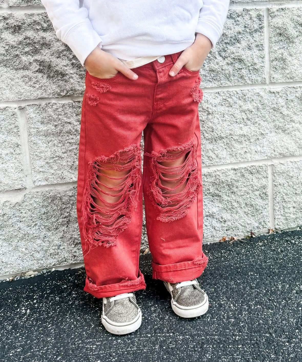 Red Wide Leg Denim