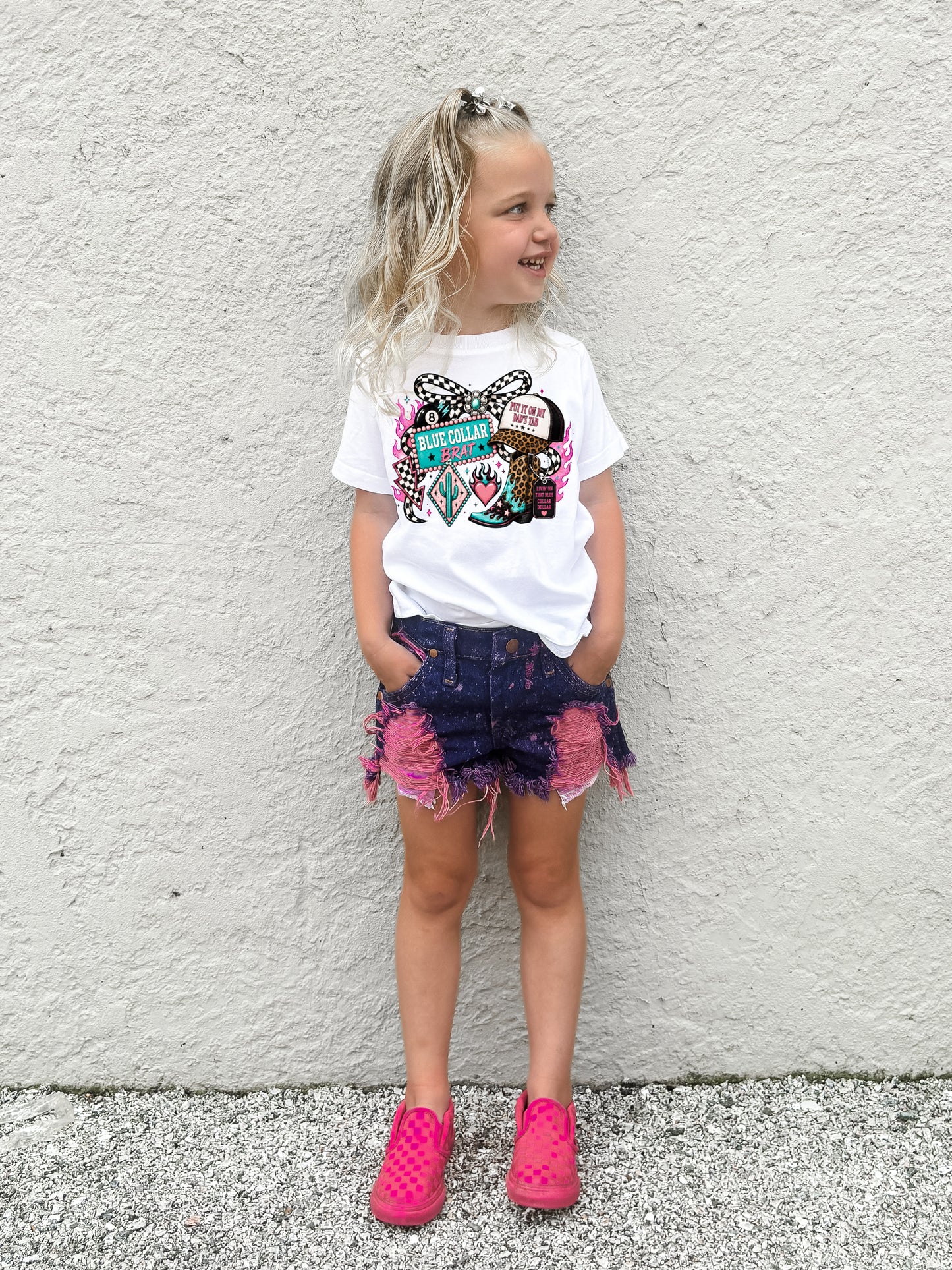 Pink Acid Wash Cowboy Cut Wrangler Shorts (Boys & Girls)
