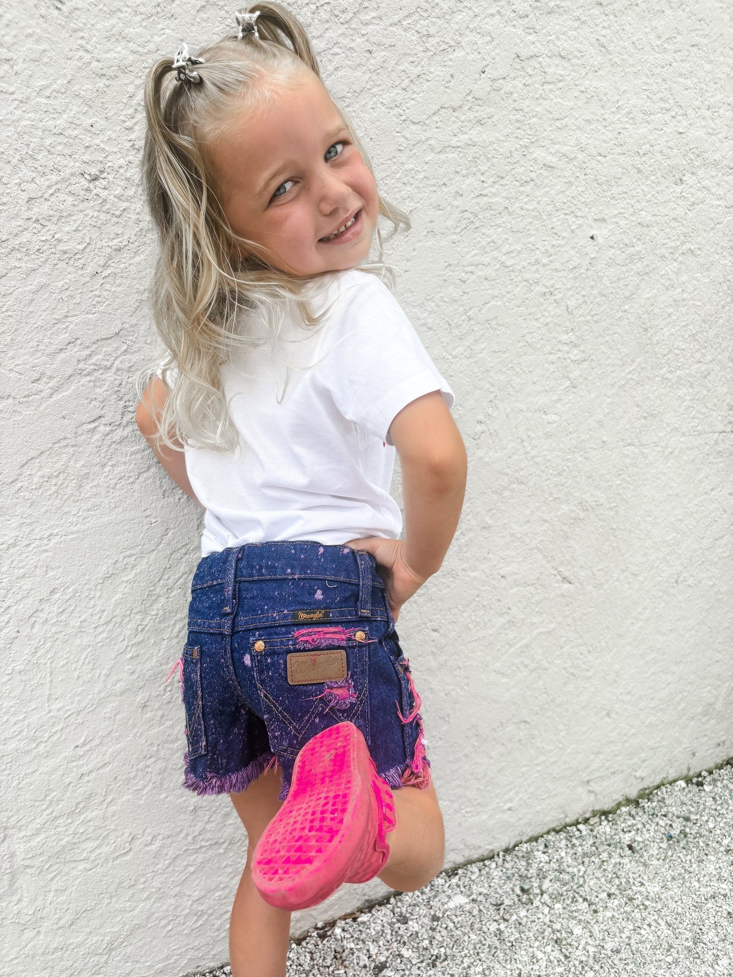Pink Acid Wash Cowboy Cut Wrangler Shorts (Boys & Girls)